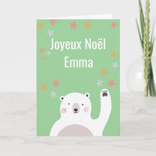 Joyeux Noel Carte de Noël avec ons polaire Feestdagen Kaart (Voorkant)