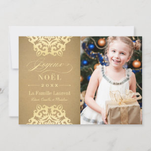 Joyeux Noël Carte-Photo   Papier Kraft et Or Feestdagenkaart