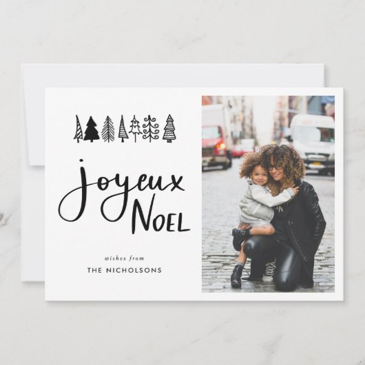 Joyeux Noel Casual Script Kerstfoto Feestdagenkaart (Voorkant)