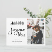 Joyeux Noel Casual Script Kerstfoto Feestdagenkaart (Staand voorkant)