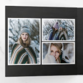 Joyeux Noel | Chalkboard Multi Photo Drieluik Wenskaart (Binnenzijde eerst)