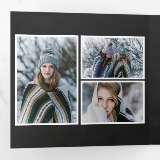 Joyeux Noel | Chalkboard  Multi Photo Drieluik Wenskaart (Binnenzijde eerst)