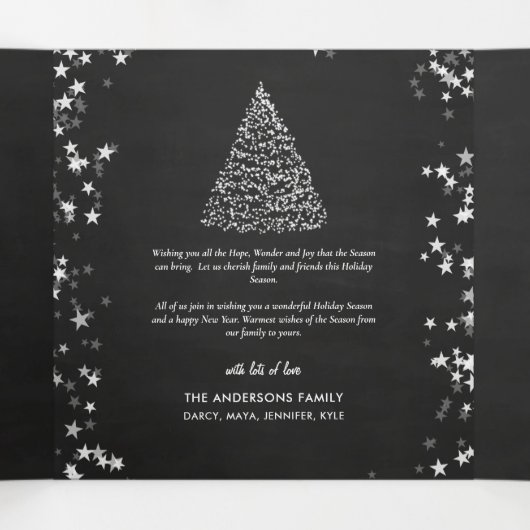 Joyeux Noel | Chalkboard Multi Photo Drieluik Wenskaart (Binnenkant midden)
