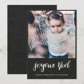 Joyeux Noel Chalkboard Vintage kerstfoto Feestdagenkaart (Voorkant / Achterkant)