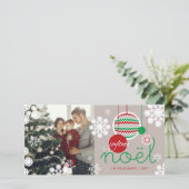 Joyeux Noel Chevron Kerstdecor Modern Foto Feestdagenkaart (Staand voorkant)