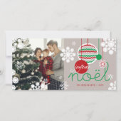 Joyeux Noel Chevron Kerstdecor Modern Foto Feestdagenkaart (Voorkant)