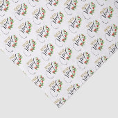 Joyeux Noël Chic Holly Floral | Kerstmis Tissuepapier (Detail)