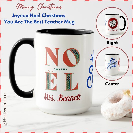 Joyeux Noel Christmas Je bent de beste leraar Mok