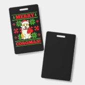 Joyeux Noël Corgmas Corgi Dog Badge (Voor- en achterkant)