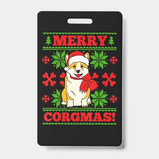 Joyeux Noël Corgmas Corgi Dog Badge (Voorzijde)