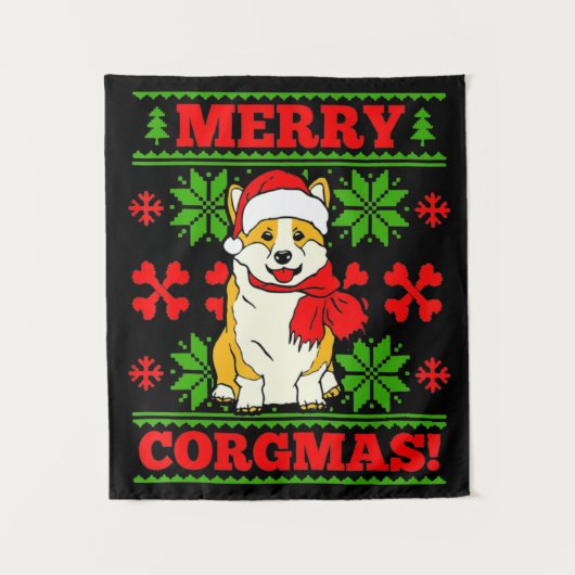 Joyeux Noël Corgmas Corgi Dog Wandkleed (Voorkant)