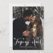 Joyeux Noël Cursive Lettering Kerstmis Foto Feestdagenkaart (Voorkant)