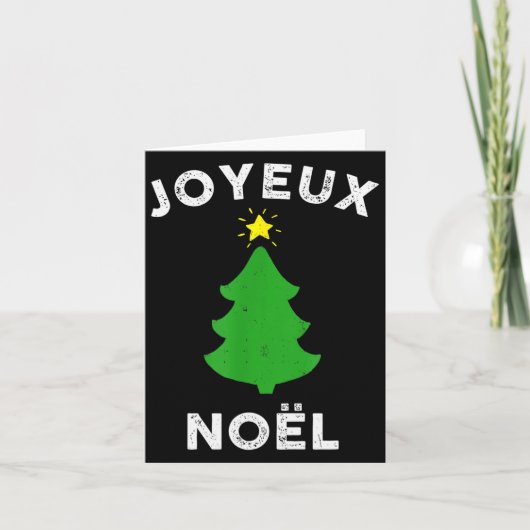 Joyeux Noël Cute French Merry Christmas Tree Retro Kaart (Voorkant)