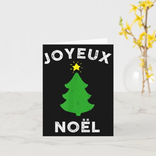 Joyeux Noël Cute French Merry Christmas Tree Retro Kaart (Gele Bloem)