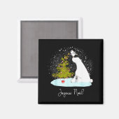 Joyeux Noël - Cute Lar Bear Penguin Christmas Magneet (Voorkant / Achterkant)