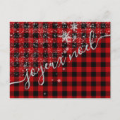Joyeux Noël de Script de Neige Plaid Buffel Rouge Briefkaart (Voorkant)