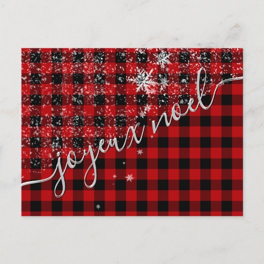 Joyeux Noël de Script de Neige Plaid Buffel Rouge Briefkaart (Voorkant)