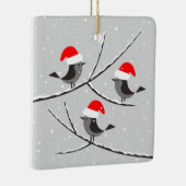 Joyeux Noël des oiseaux bonnet de Père Noël Keramisch Ornament (Rechts)