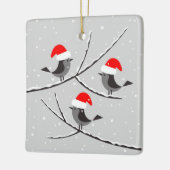 Joyeux Noël des oiseaux bonnet de Père Noël Keramisch Ornament (Links)