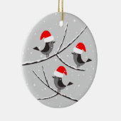 Joyeux Noël des oiseaux bonnet de Père Noël Keramisch Ornament (Rechts)