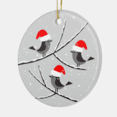 Joyeux Noël des oiseaux bonnet de Père Noël Keramisch Ornament (Links)