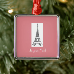 Joyeux Noel Eiffel Tower Franse kerstsieraad Metalen Ornament
