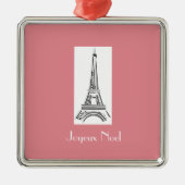 Joyeux Noel Eiffel Tower Franse kerstsieraad Metalen Ornament (Voorkant)