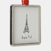 Joyeux Noel Eiffel Tower Franse kerstsieraad Metalen Ornament (Rechts)