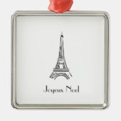 Joyeux Noel Eiffel Tower Franse kerstsieraad Metalen Ornament (Voorkant)