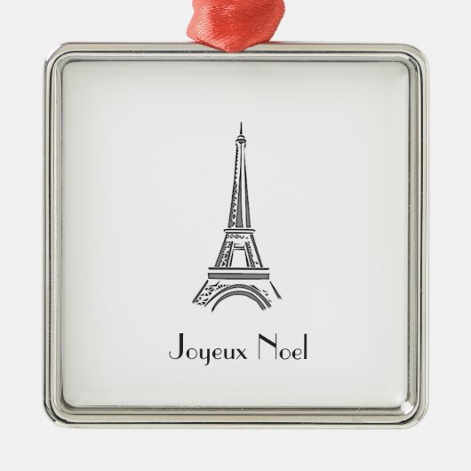 Joyeux Noel Eiffel Tower Franse kerstsieraad Metalen Ornament (Voorkant)