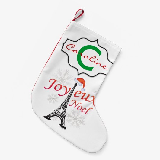 Joyeux Noel Eiffel Tower - Gepersonaliseerd Kleine Kerstsok (Voorkant (Hangend))