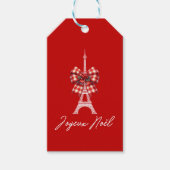 Joyeux Noël Eiffeltoren Kerstboog Rood & Wit Cadeaulabel (Voorkant)