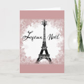 Joyeux Noël Eiffeltoren Parijs Kerstprint Feestdagen Kaart (Voorkant)