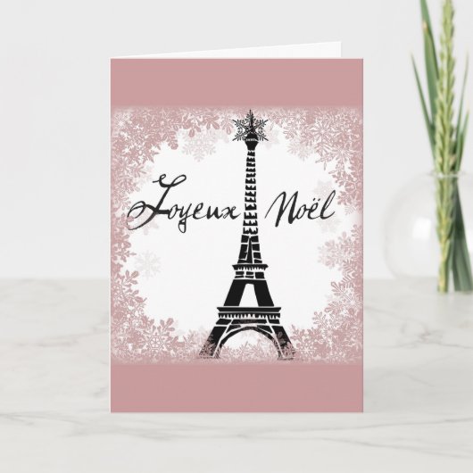 Joyeux Noël Eiffeltoren Parijs Kerstprint Feestdagen Kaart (Voorkant)