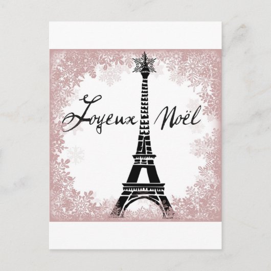 Joyeux Noël Eiffeltoren Parijs Kerstprint Feestdagenkaart (Voorkant)