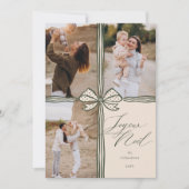 Joyeux Noël Elegant Bow Cadeau Fotocollage Feestdagenkaart (Voorkant)