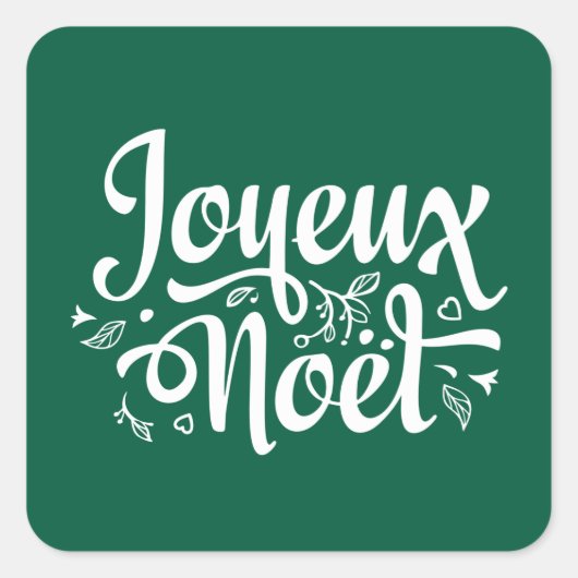 Joyeux Noel Elegant Red French Kerstmis Vierkante Sticker (Voorkant)