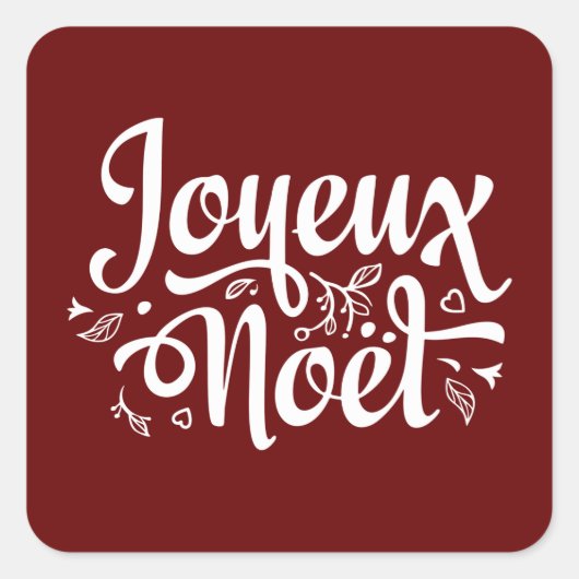 Joyeux Noel Elegant Red French Kerstmis Vierkante Sticker (Voorkant)