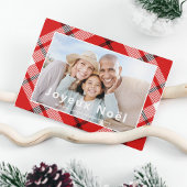 Joyeux Noël Elegant Rood Plaid Foto Frans