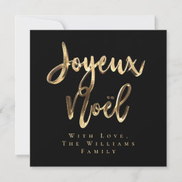 Joyeux Noël Elegant Zwart en Goud Script Chic Feestdagenkaart
