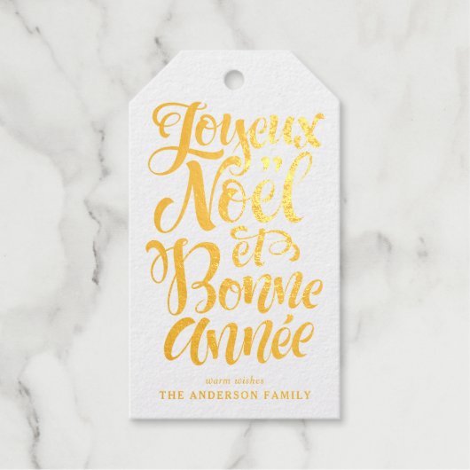 Joyeux Noël en Bonne Année Moderne kalligrafie Cadeaulabels (Voorkant)