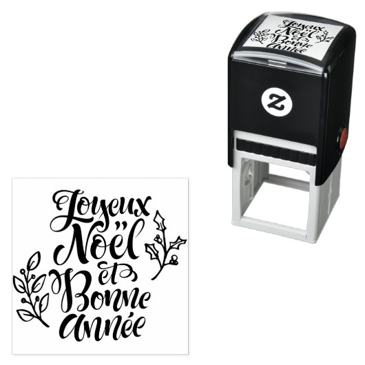 Joyeux Noël en Bonne Année Moderne kalligrafie Zelfinktende Stempel (In situ)