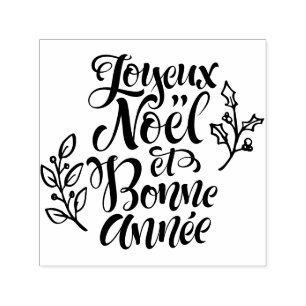 Joyeux Noël en Bonne Année Moderne kalligrafie Zelfinktende Stempel