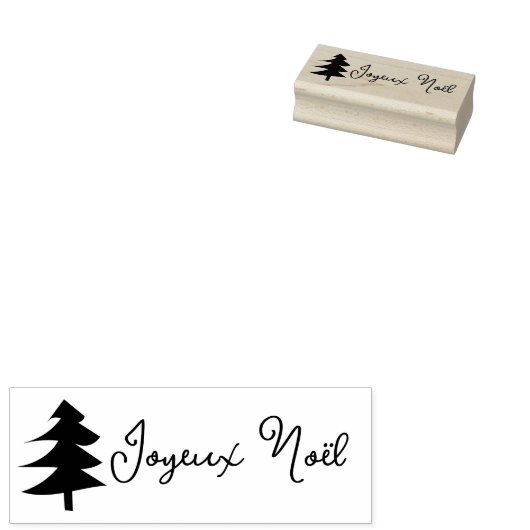 Joyeux Noël en Tree Rubberstempel (Gestempeld)