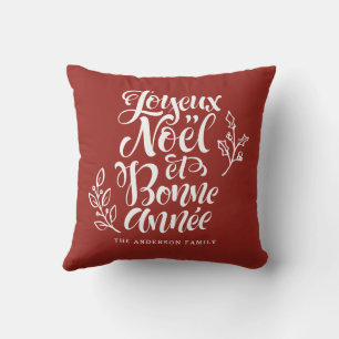 Joyeux Noël et Bonne Année Modern Script Rood Kussen