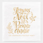Joyeux Noël et Bonne Année Moderne kalligrafie Folie Servetten (Voorkant)