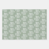 Joyeux Noël et Bonne Année Sage Green Christmas Inpakpapier Vel (Voorkant 2)