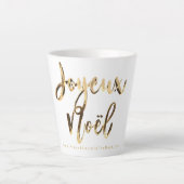 Joyeux Noel Faux Goud Script Frans Kerstmis Latte Mok (Voorkant)