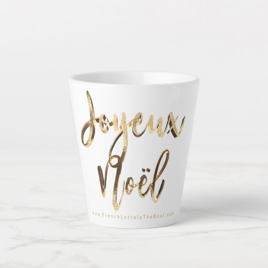 Joyeux Noel Faux Goud Script Frans Kerstmis Latte Mok (Voorkant)