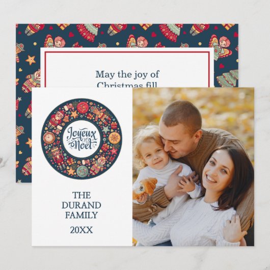 Joyeux Noel Feestdagenkaart (Voorkant / Achterkant)